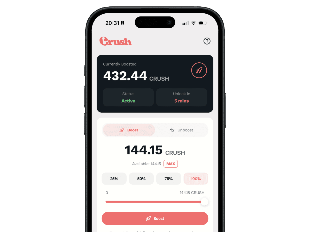 Crush Rewards boost feature