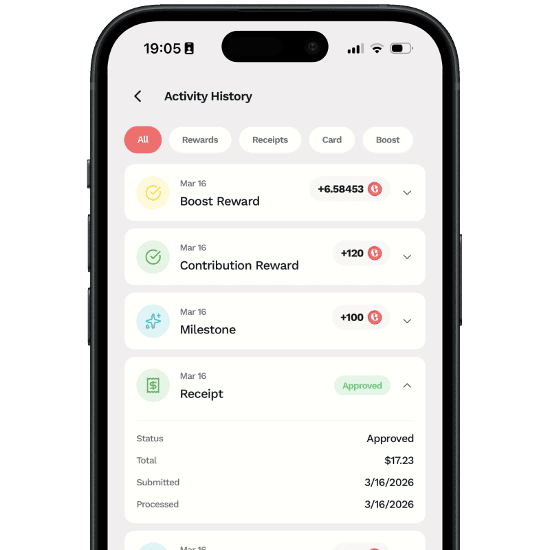 Crush Rewards app wallet screen